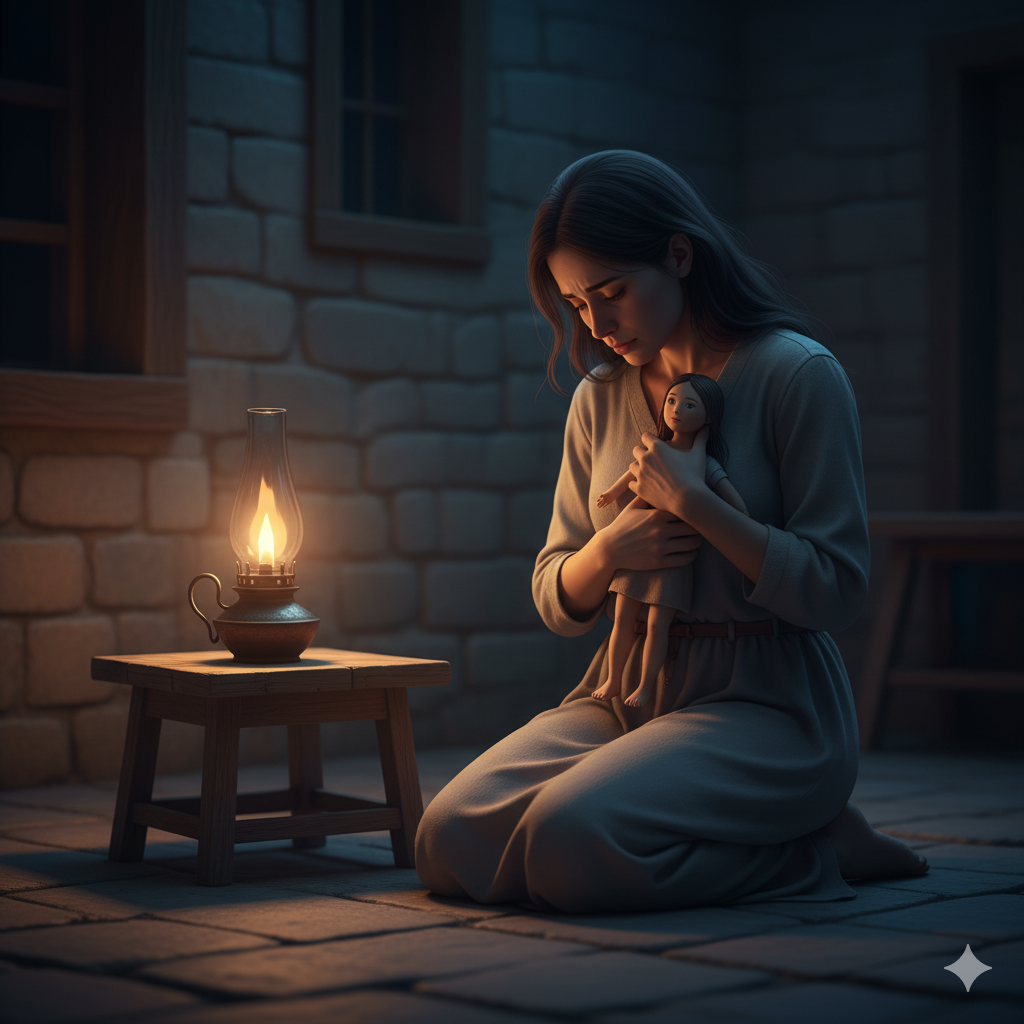 Lamp of wisdom glowing in darkness